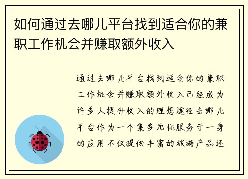 如何通过去哪儿平台找到适合你的兼职工作机会并赚取额外收入