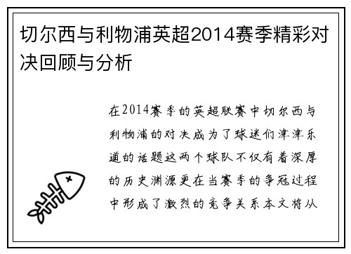 切尔西与利物浦英超2014赛季精彩对决回顾与分析